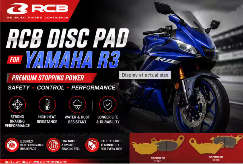RCB S2-D2 GOLD SERIES BRAKE DISC PAD YAMAHA R3 MT03 01DP075G 01DP076G