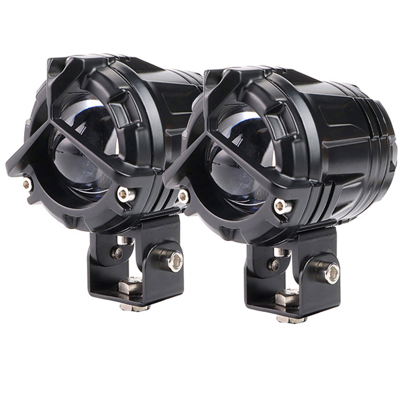 HJG Y LENS ULTRA WIDE DUAL INTENSITY LED DRIVING FOG LIGHTS WHITE/YELLOW WITH WIRING HARNESS KIT & CLAMPS (FULL KIT)