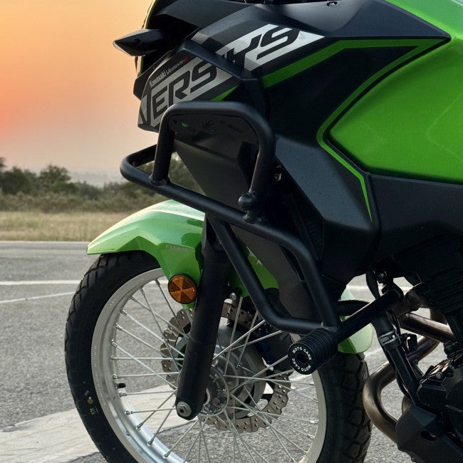 Motocare Crash Guard with Dual Sliders for Kawasaki Versys 300 | Heavy Duty Engine Protection Crash Bar | Adventure Touring Frame Guard