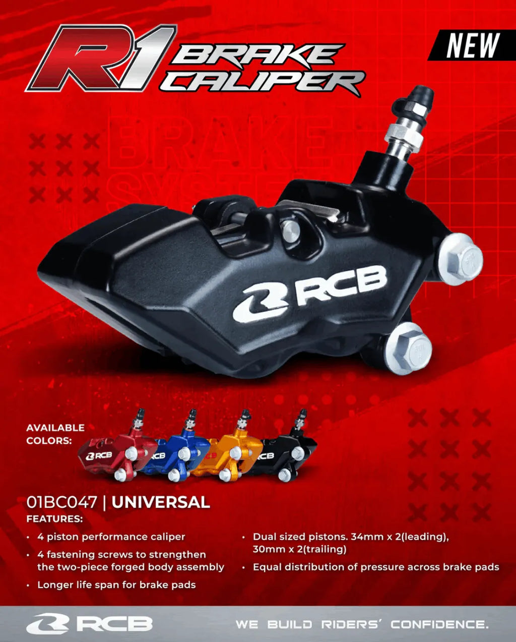 RCB R1 SERIES BRAKE CALIPER 01BC047 (BLUE)