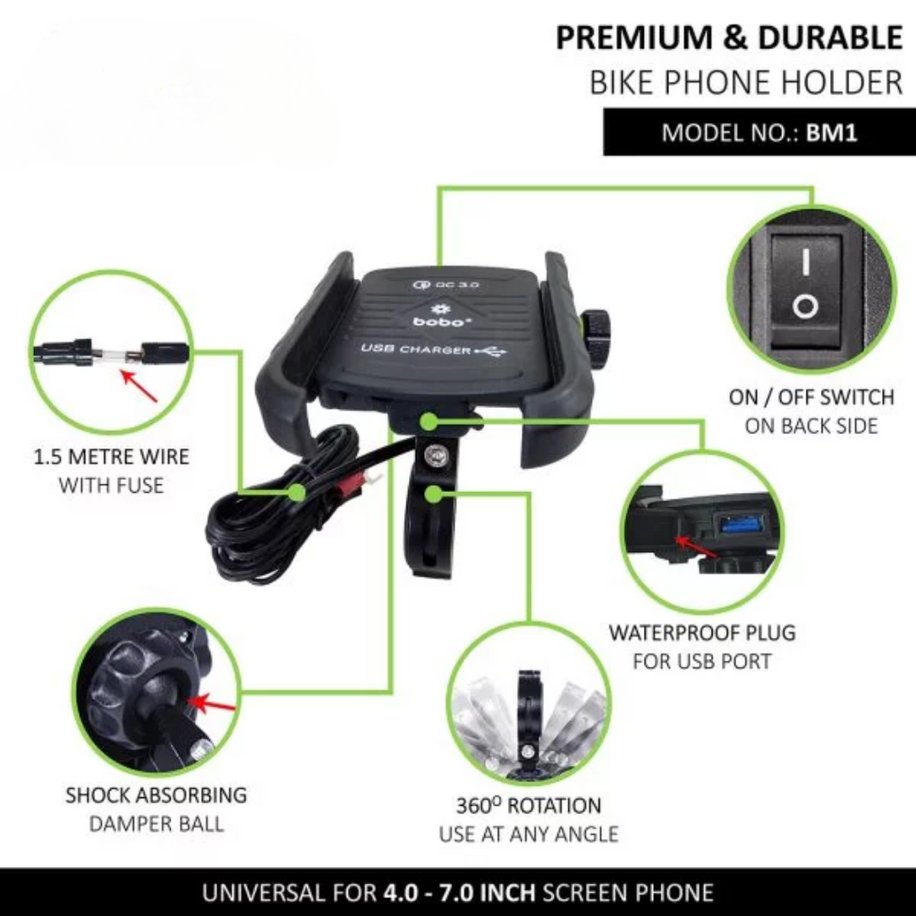 BOBO BM1 JAW GRIP 3.0 USB CHARGER HOLDER