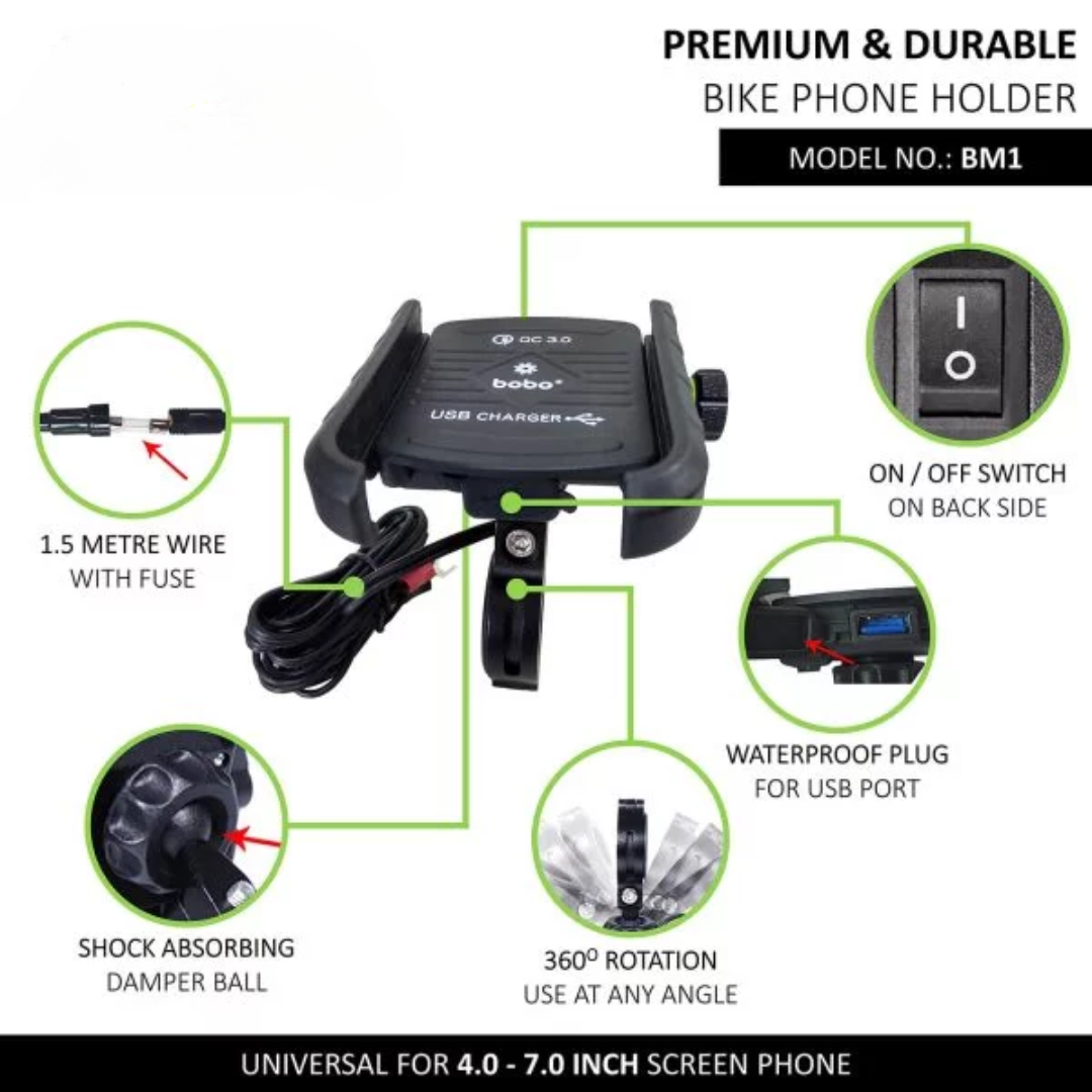 BOBO BM1 JAW GRIP 3.0 USB CHARGER HOLDER
