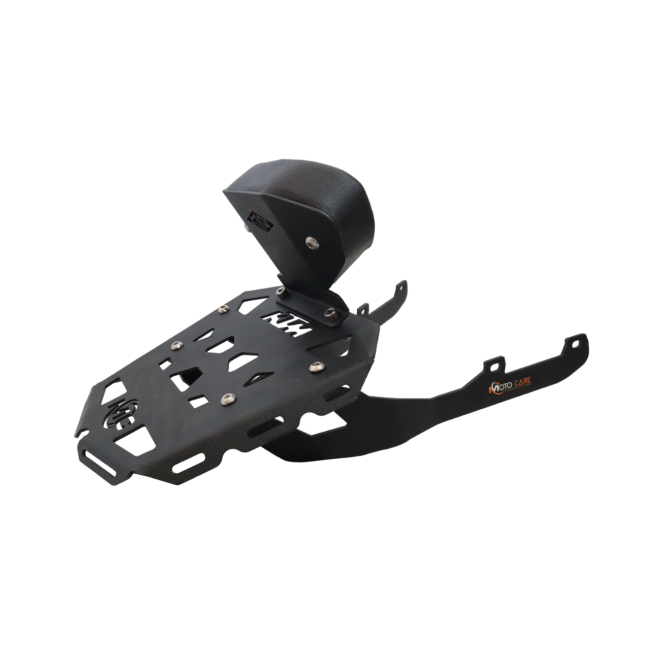 Motocare CNC Carrier Plate with Backrest for KTM Duke 250/390 BS6 | Luggage Rack & Pillion Back Support