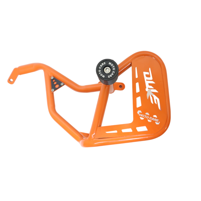 Motocare Crash Guard with Dual Sliders Orange for KTM Duke 250/390 Gen 3 | Engine Protection Frame Sliders