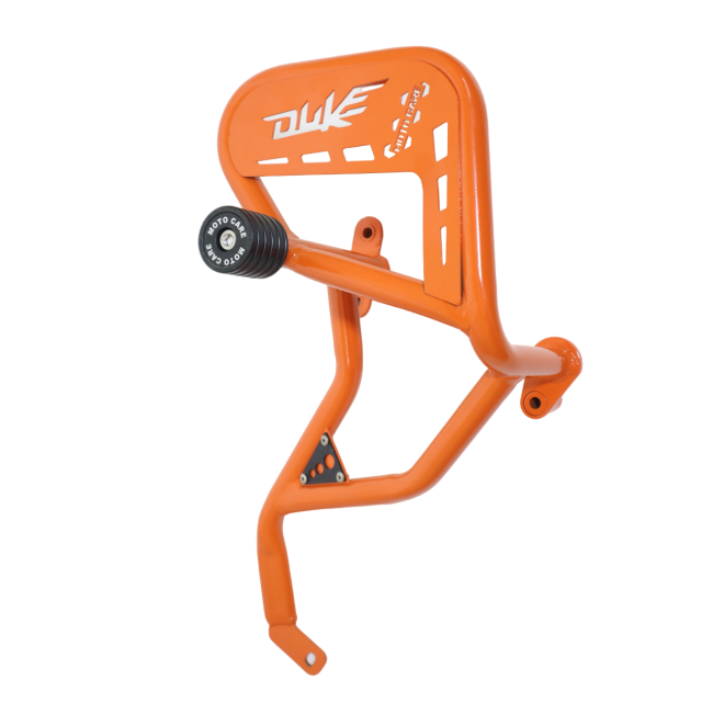 Motocare Crash Guard with Dual Sliders Orange for KTM Duke 250/390 Gen 3 | Engine Protection Frame Sliders