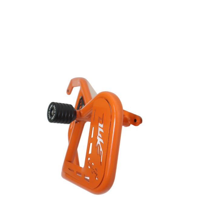 Motocare Crash Guard with Dual Sliders Orange for KTM Duke 250/390 Gen 3 | Engine Protection Frame Sliders