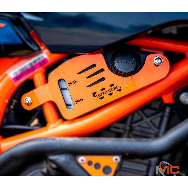 Motocare Coolant Oil Guard Orange for KTM Duke 250/390 Gen 3 | Oil Cooler Protector Grill