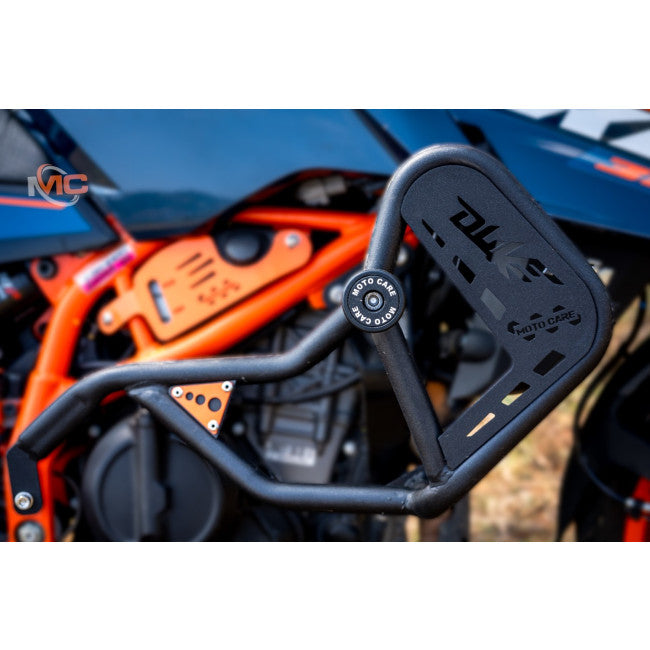 Motocare Crash Guard with Dual Sliders Black for KTM Duke 250/390 Gen 3 | Heavy Duty Engine Protection Frame Sliders