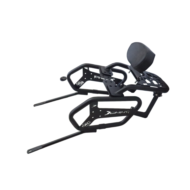 MotoCare Saddle Stay with Plate Carrier & Backrest for Bajaj Dominar 250/400 | Heavy Duty Luggage Rack & Pillion Support