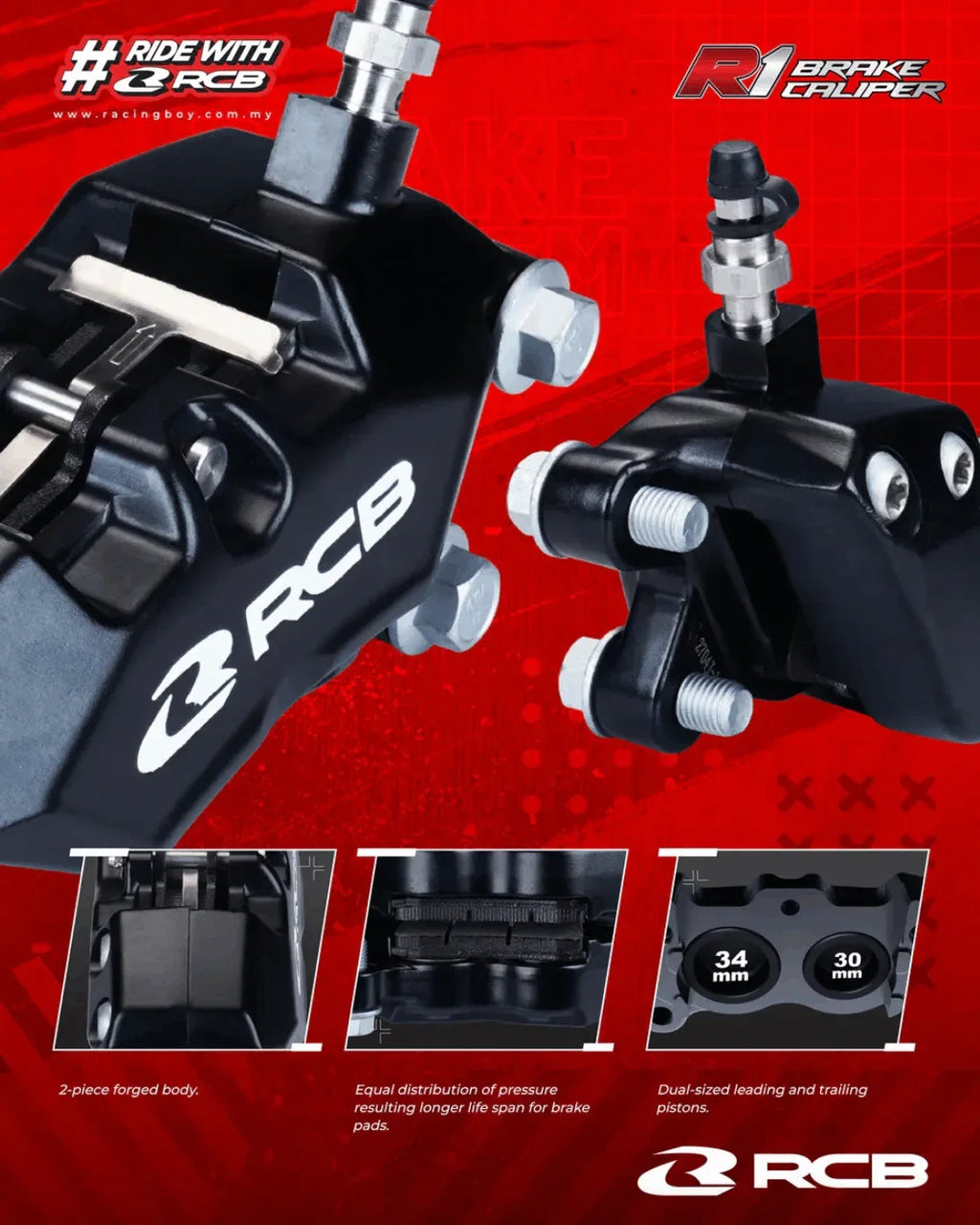 RCB R1 SERIES BRAKE CALIPER 01BC047 (BLUE)