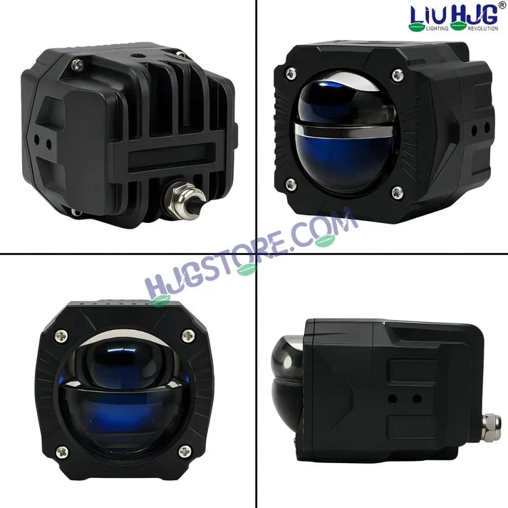 HJG Gorilla Fog with Wiring Harness Kit Combo Dual Lens 120W Gorilla Projector Foglight New Model with Wiring Foglight Ultra Wide Dual Intensity LED Driving Fog Lights White/Yellow 120W Universal For All Cars & Bikes LIU HJG Gorilla Foglight Combo