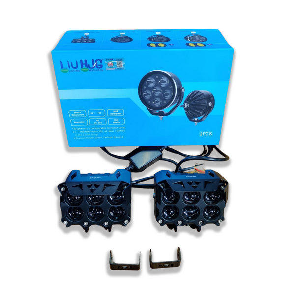 HJG ORIGINAL MEGA DRIVE 6 LENS DUAL COLOR YELLOW/WHITE LED FOG LIGHTS(PAIR)
