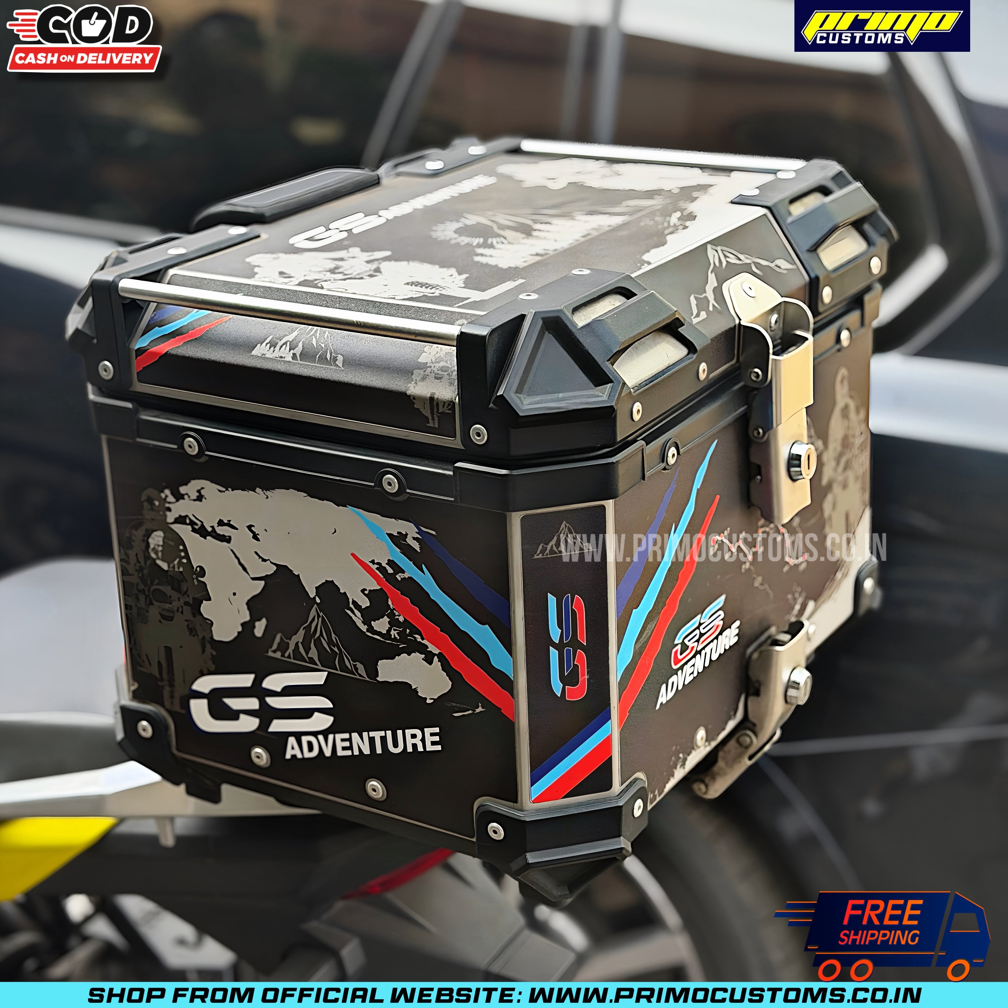 46 Liters Stainless Steel BMW GS Black Graphics Top Box