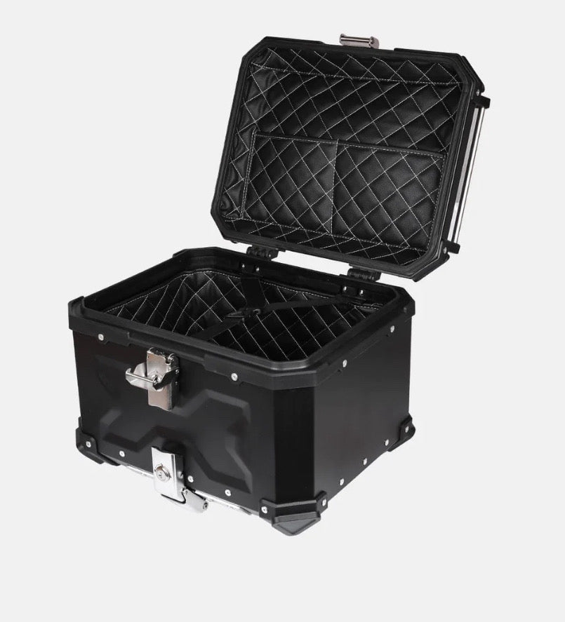 RP RACING 45L BLACK ALUMINIUM TOP BOX WITH BACKREST