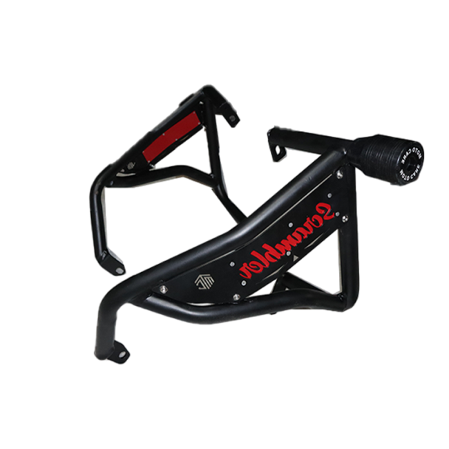 MotoCare Black Crash Guard with Dual Sliders for Yezdi Scrambler | Heavy Duty Engine Guard