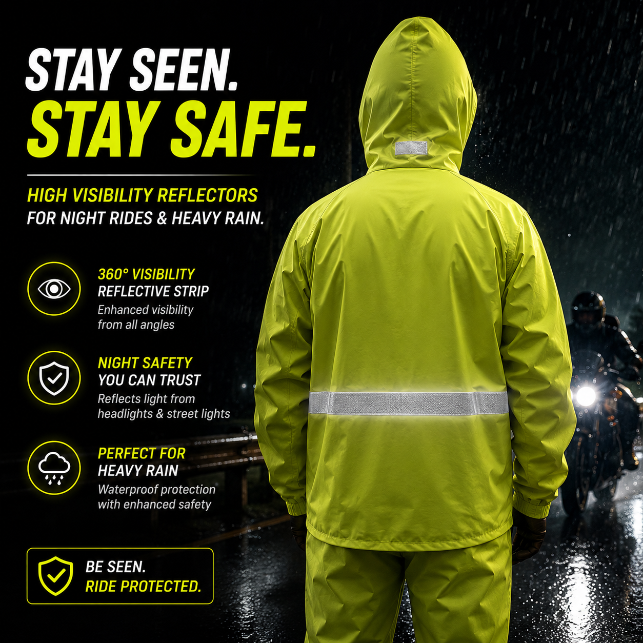 66BHP Storm X Waterproof Motorcycle Raincoat with Free Riding Pant
