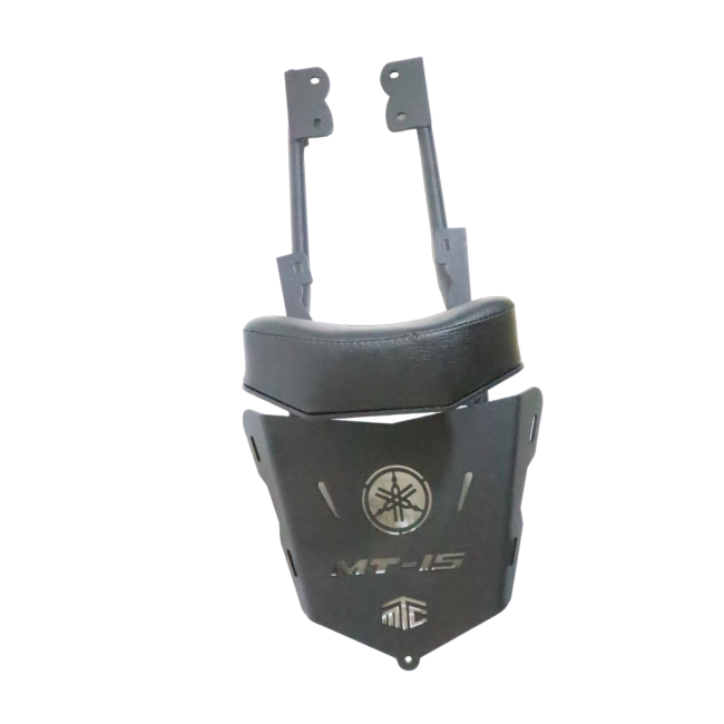 Motocare Carrier with Backrest for Yamaha MT-15 | Rear Luggage Carrier with Pillion Back Support