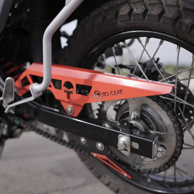 MotoCare Chain Guard for Hero XPulse 210 | Heavy Duty Metal Chain Sprocket Protector | Stylish Red Finish