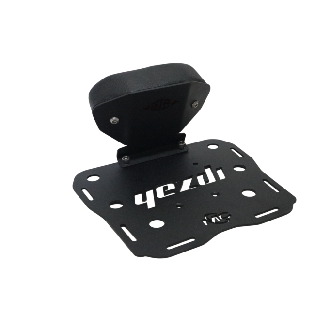 MotoCare CNC Carrier Plate with Backrest for Yezdi Adventure | Heavy Duty Luggage Rack with Passenger Comfort Back Support for Touring & Long Rides