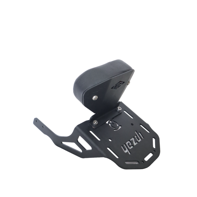MotoCare CNC Carrier Plate with Backrest for Yezdi Scrambler | Pillion Comfort & Luggage Rack