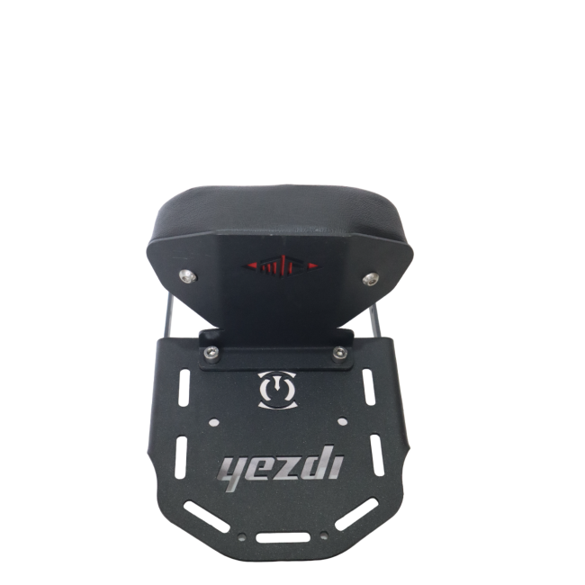 MotoCare CNC Carrier Plate with Backrest for Yezdi Scrambler | Pillion Comfort & Luggage Rack