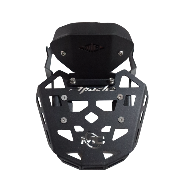 MotoCare CNC Carrier Plate with Backrest for TVS Apache RTR 310 | Heavy Duty Rear Luggage Rack & Pillion Comfort Backrest