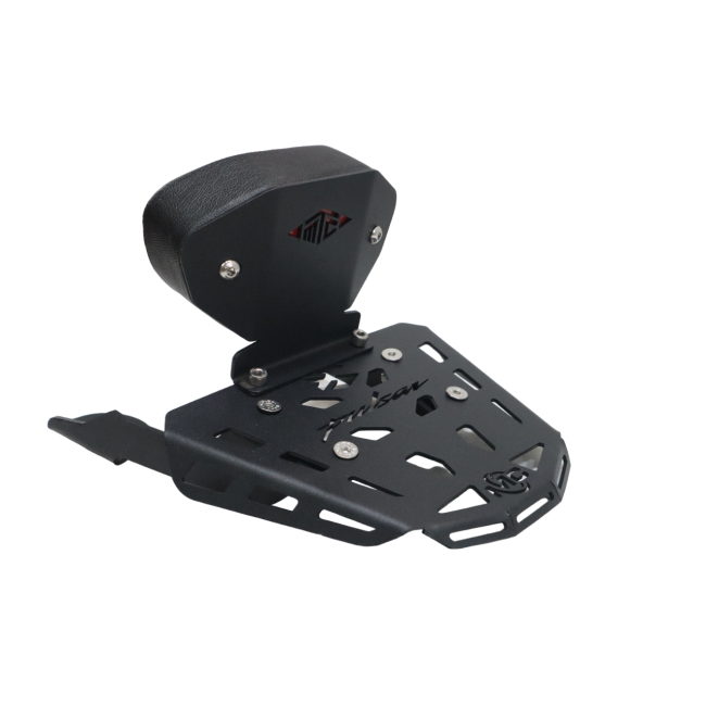 MotoCare CNC Carrier Plate with Backrest for Bajaj Pulsar NS400Z | Heavy-Duty Luggage Rack & Passenger Support