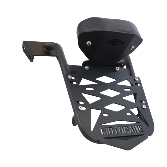 MotoCare CNC Carrier Plate with Backrest for Honda CB200X | Rear Luggage Rack with Pillion Support