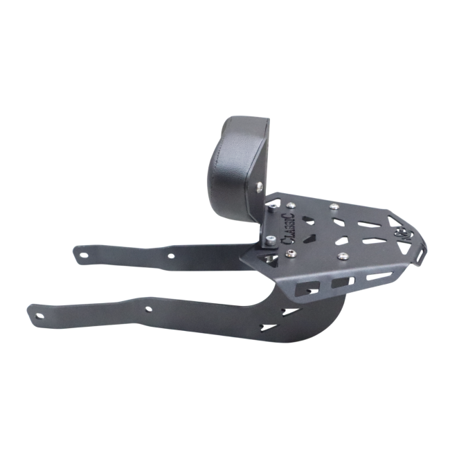 MotoCare CNC Carrier Plate with Backrest for Goan Classic 350 | Premium Rear Luggage Rack with Pillion Back Support