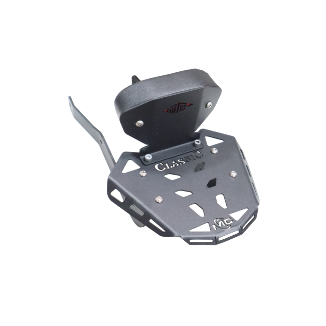 MotoCare CNC Carrier Plate with Backrest for Goan Classic 350 | Premium Rear Luggage Rack with Pillion Back Support