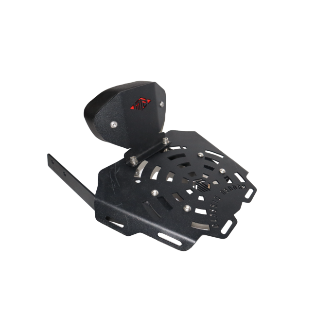 MotoCare CNC Carrier Plate with Backrest for Royal Enfield Classic 350 Reborn | Luggage Rack with Back Support