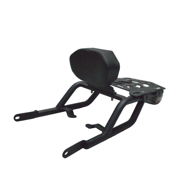 Motocare CNC Carrier with Plate & Backrest for Scram 440 – Heavy Duty Luggage Rack (Red & Black)