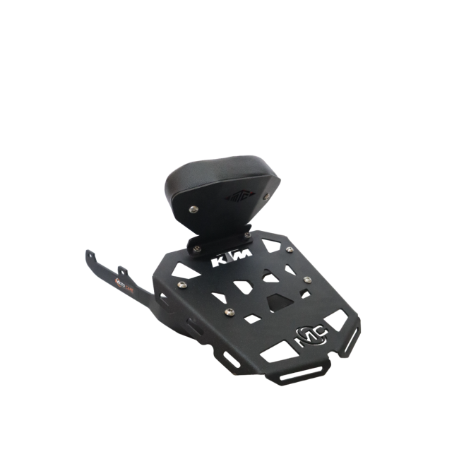 Motocare CNC Carrier Plate with Backrest for KTM Duke 250/390 BS6 | Heavy Duty Luggage Rack & Pillion Support