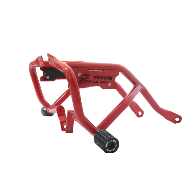MotoCare Crash Guard with Dual Sliders (Red) for Hero Xpulse 200 / 200 4V | Heavy Duty Engine Protection Guard