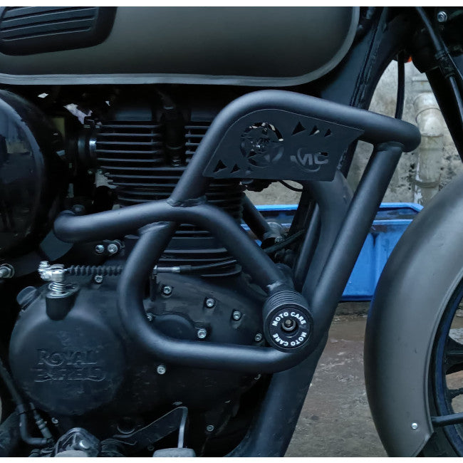 MotoCare Crash Guard with Dual Sliders for Royal Enfield Classic 350 Reborn | Engine Protection Guard