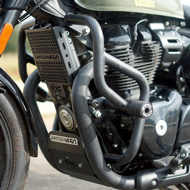 MotoCare Crash Guard with Dual Sliders for Royal Enfield Shotgun 650 – Heavy Duty Engine Protection Guard