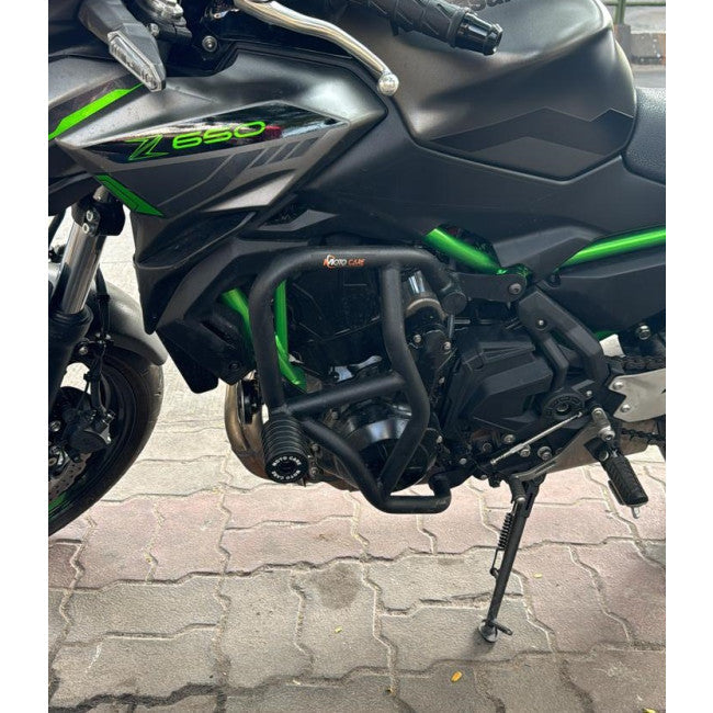 Kawasaki Z 650 Crash Guard with Dual Sliders – Motocare Heavy-Duty Engine Protection Guard | Frame Slider Crash Bar for Z650