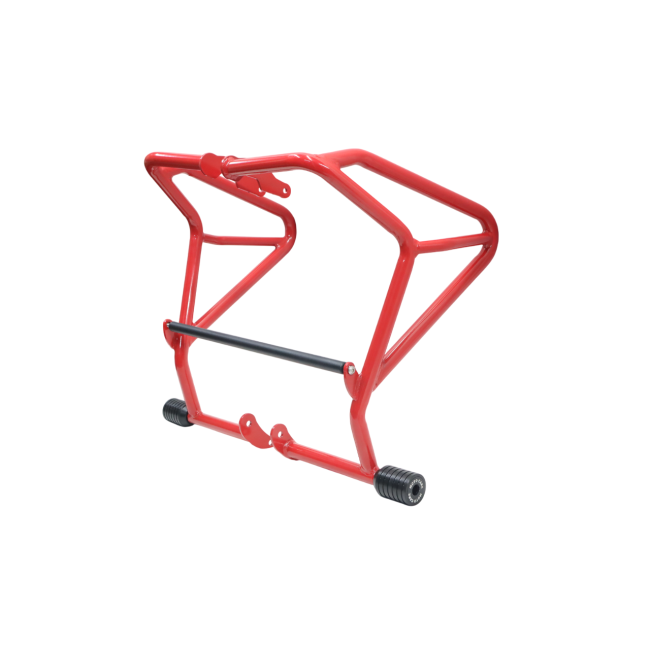 Motocare Dual Slider Crash Guard for Suzuki V-Strom 250 | Heavy Duty Engine Protection (Red & Silver)