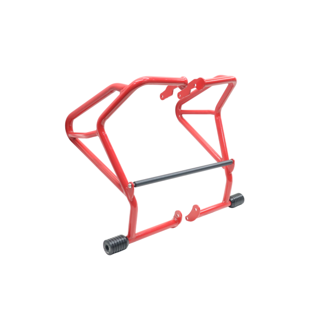 Motocare Dual Slider Crash Guard for Suzuki V-Strom 250 | Heavy Duty Engine Protection (Red & Silver)