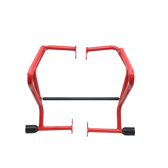 Motocare Dual Slider Crash Guard for Suzuki V-Strom 250 | Heavy Duty Engine Protection (Red & Silver)