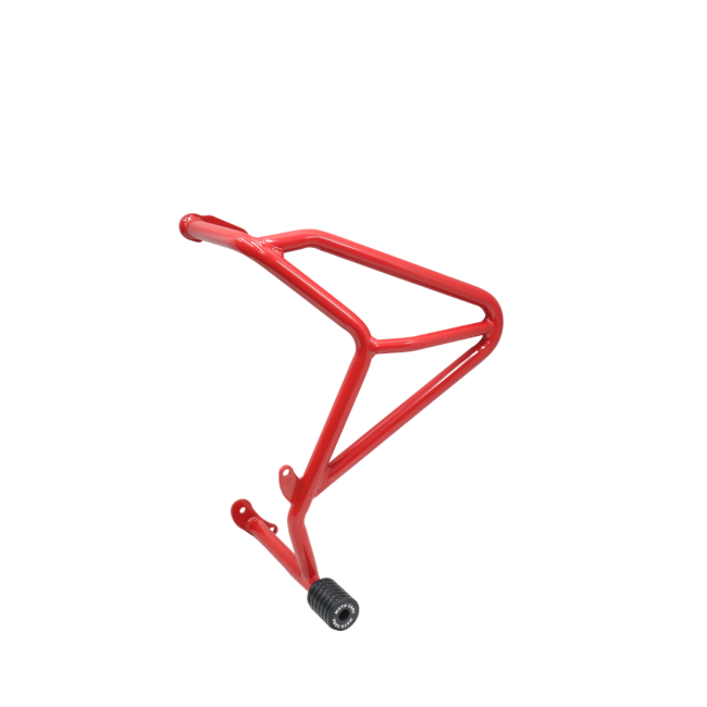Motocare Dual Slider Crash Guard for Suzuki V-Strom 250 | Heavy Duty Engine Protection (Red & Silver)