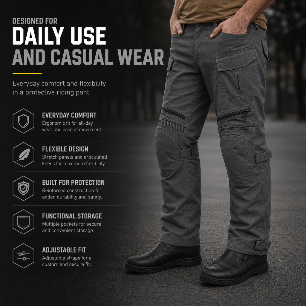 Nomad Riding Cargo Pants – Level 2 CE Knee Protection | Adjustable Straps | Everyday Riding Comfort