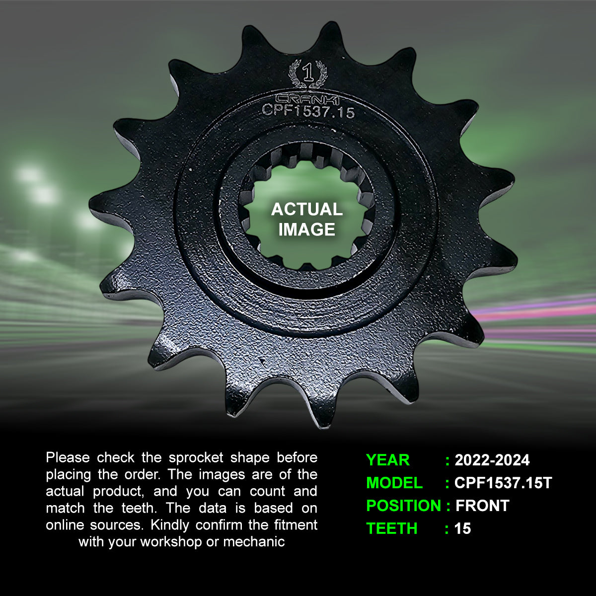 Crank1 SPROCKET FRONT KAWASAKI Z900 (2022-2024)-CPF1537.15T