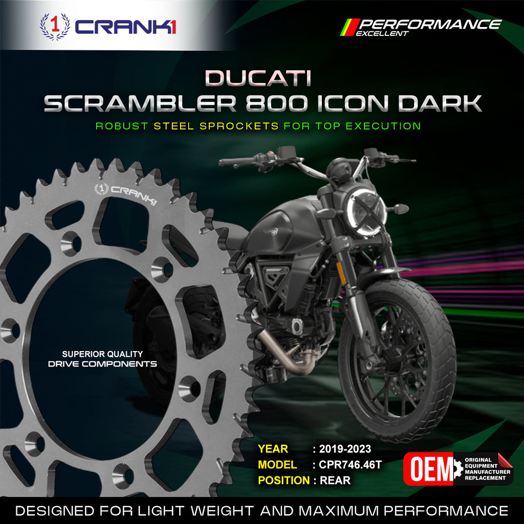 Crank1 Sprocket For Ducati Scrambler 800 / Icon / Dark (2019–2023) – Rear – CPR746.46T
