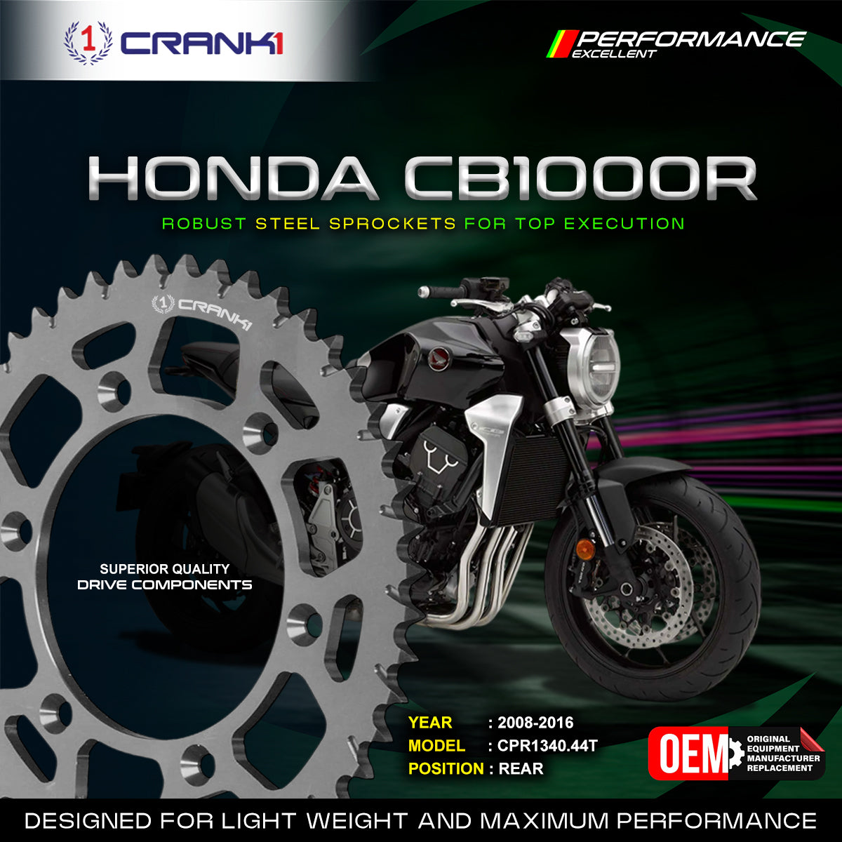 Crank1 Sprocket For Honda CB 1000R (2008-2016) – Rear – CPR1340.44T