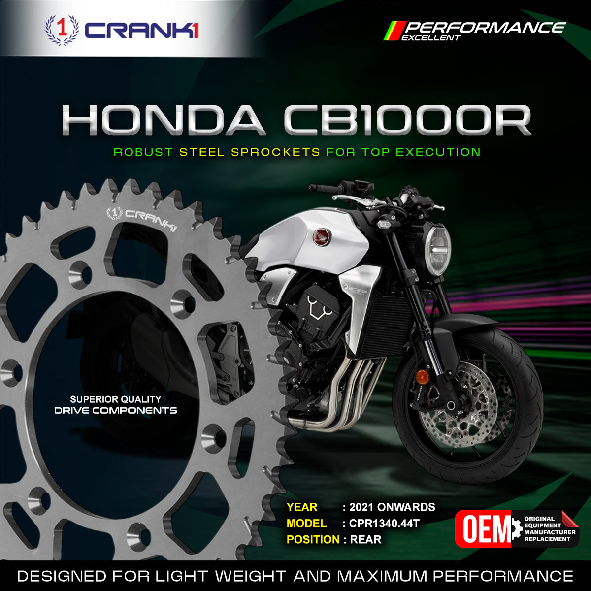 Crank1 Sprocket For Honda CB 1000R (2021–Onwards) – Rear – CPR1340.44T