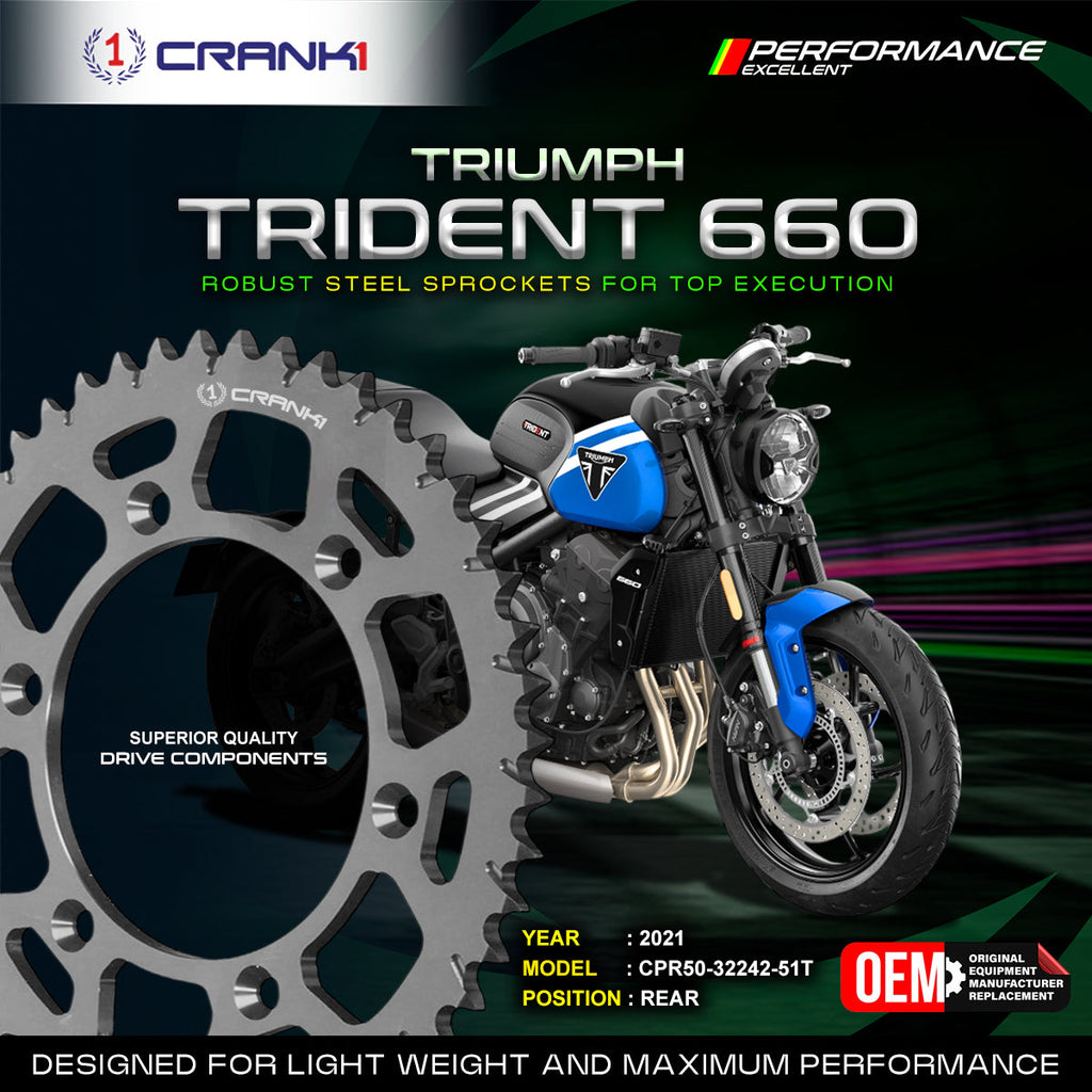 Crank1 Sprocket For Triumph Trident 660 (2021) - Rear - CPR50-32242-51T