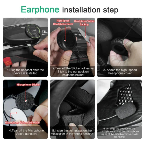 EJEAS Q8 Motorcycle Mesh Intercom for 6 Riders (1 Year Warranty)