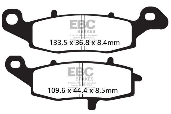 EBC Double-H™ Sintered Brake Pads for Kawasaki ER-6N (2012–2016) FA229HH Left FA231HH Right Front FA192HH Rear HH Rated High Performance Brake Pads
