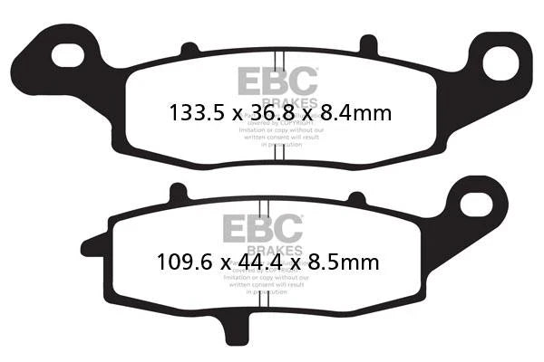 EBC Double-H™ Sintered Brake Pads for Kawasaki ER-6N (2012–2016) FA229HH Left FA231HH Right Front FA192HH Rear HH Rated High Performance Brake Pads